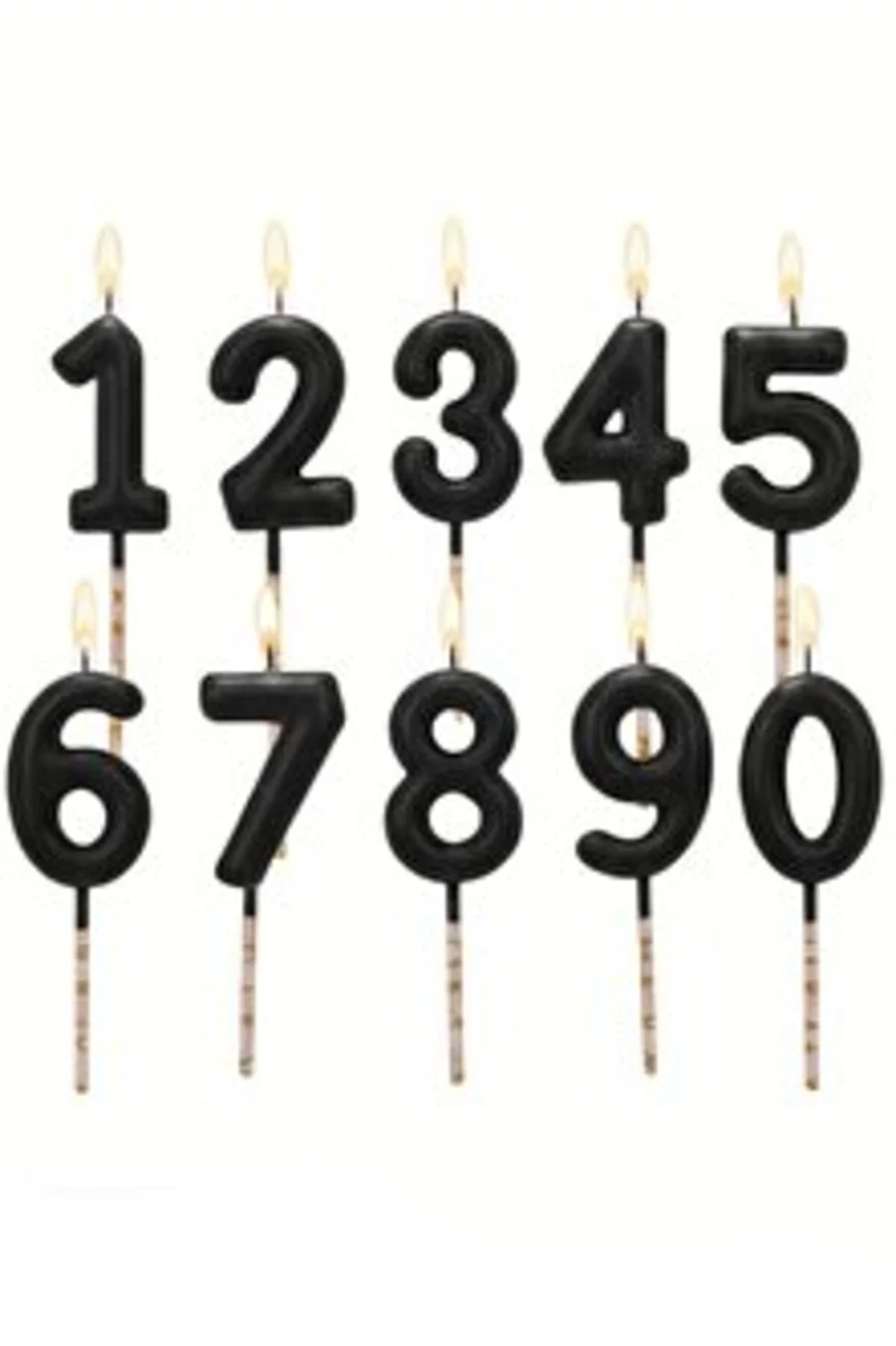 12 cm Siyah Pasta Üstü Rakam Mum gorsel 2