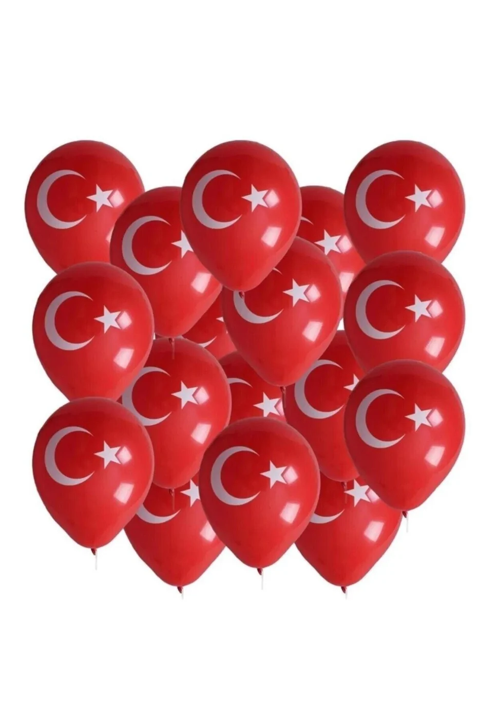 23 Nisan Türk Bayrağı Baskılı Ay Yıldız Kırmızı Beyaz Balon 12 Inç 30 Cm Milli Bayram Süsü 50 Adet