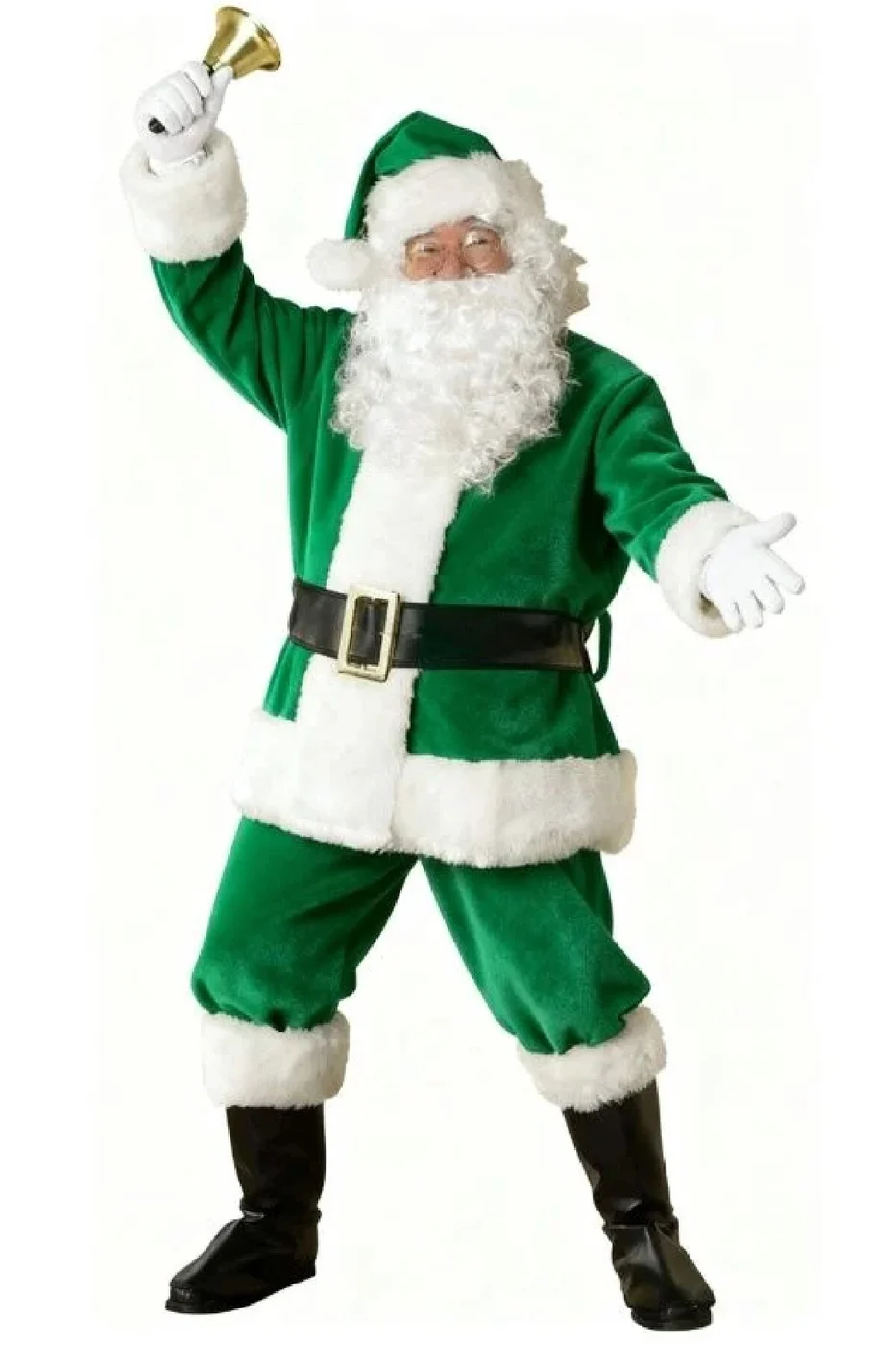 Koyu Yeşil Noel Baba Kostümü Yetişkin gorsel 7