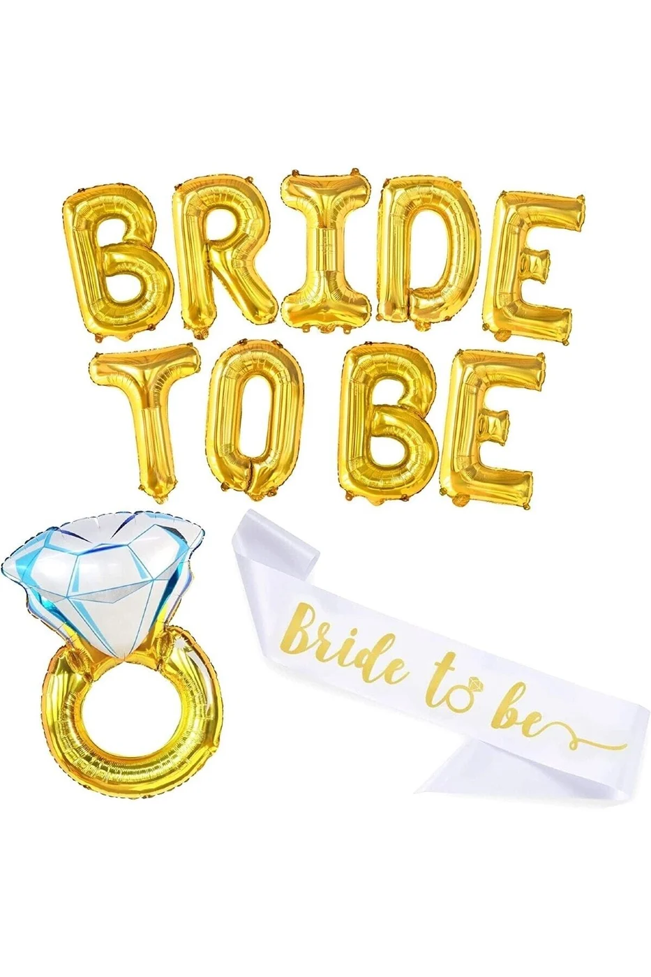 Gold Bride To Be Partisi Süslemeleri Bekarlığa Veda Partisi Süslemeleri Yüzük Folyo Kuşaklı gorsel 2
