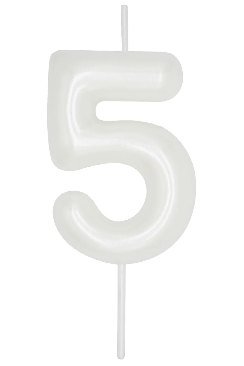 5 YAŞ PARLAK İNCİ BEYAZI ŞIK MUM 12 CM