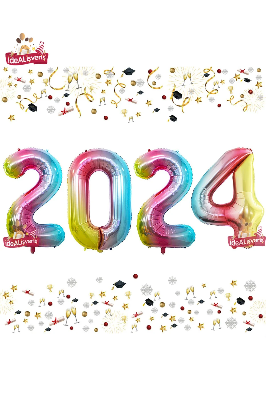 Yeni Yıl/Yılbaşı 2024 Folyo Balon