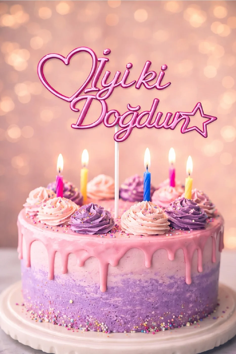 Doğum Günü Pasta Süsü Happy Birthday & İyi Ki Doğdun – Pleksi Cake Topper