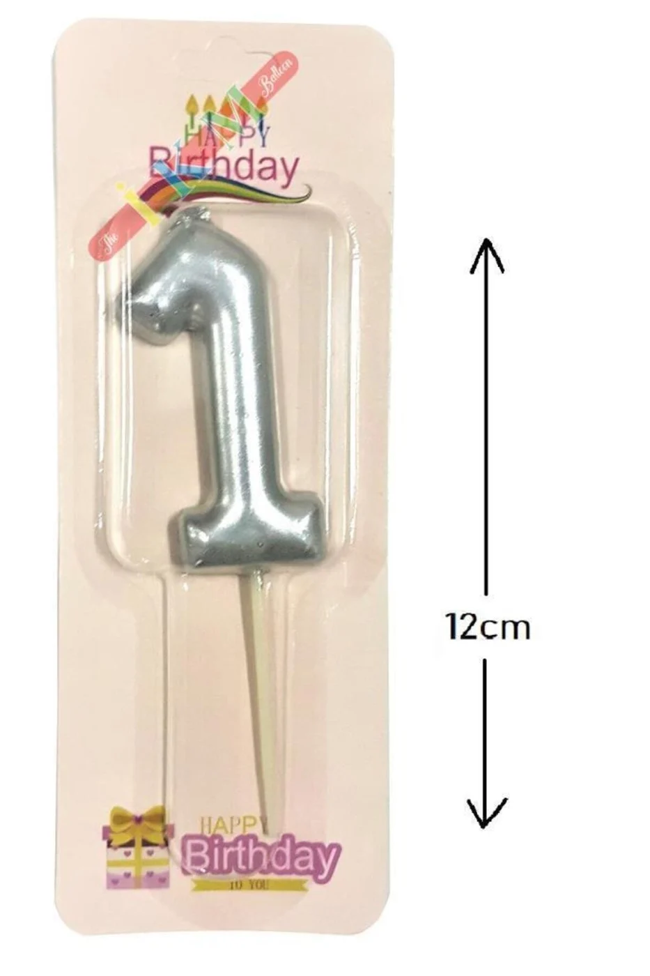 BÜYÜK BOY 1 RAKAM GÜMÜŞ MUM 12CM