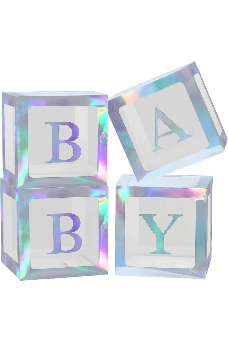 4 Kutu Gümüş Şeffaf Kutu Baby Yazılı Harf Gümüş 25 Cm gorsel 2