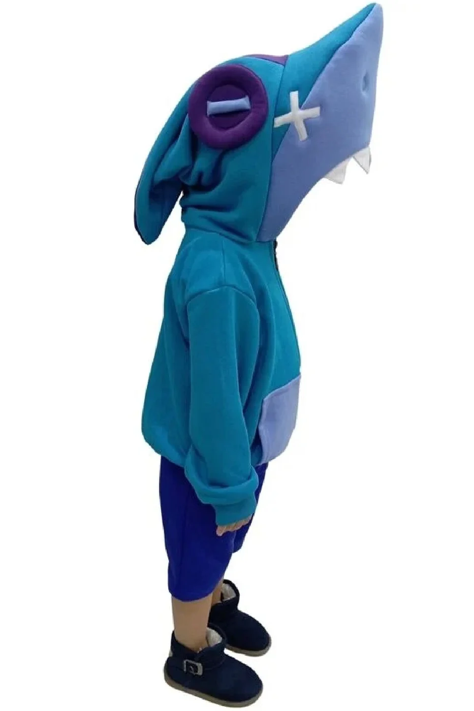 Kapüşonlu Mavi Cosplay Leon Shark Kostümü gorsel 5