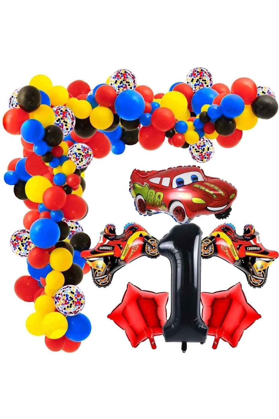 Yaş,yarış Araba Motorsiklet Temalı Doğum Folyo Balon Seti Doğum Günü Süsü gorsel 3