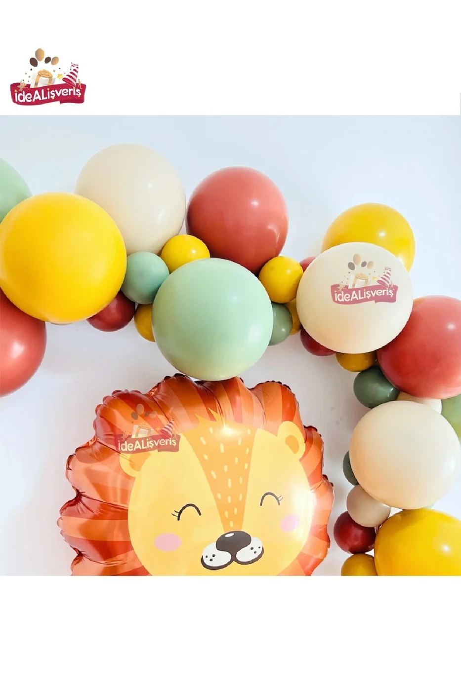 Sevimli Aslan Folyo Balonlu Safari Süslemeleri, Orman Balon Kemeri Doğum Günü Parti Seti Süsü gorsel 2