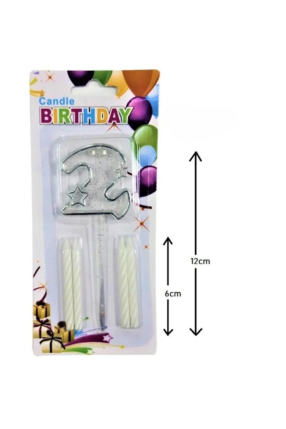 MİKA ŞEFFAF 2 RAKAM GÜMÜŞ MUM 12CM