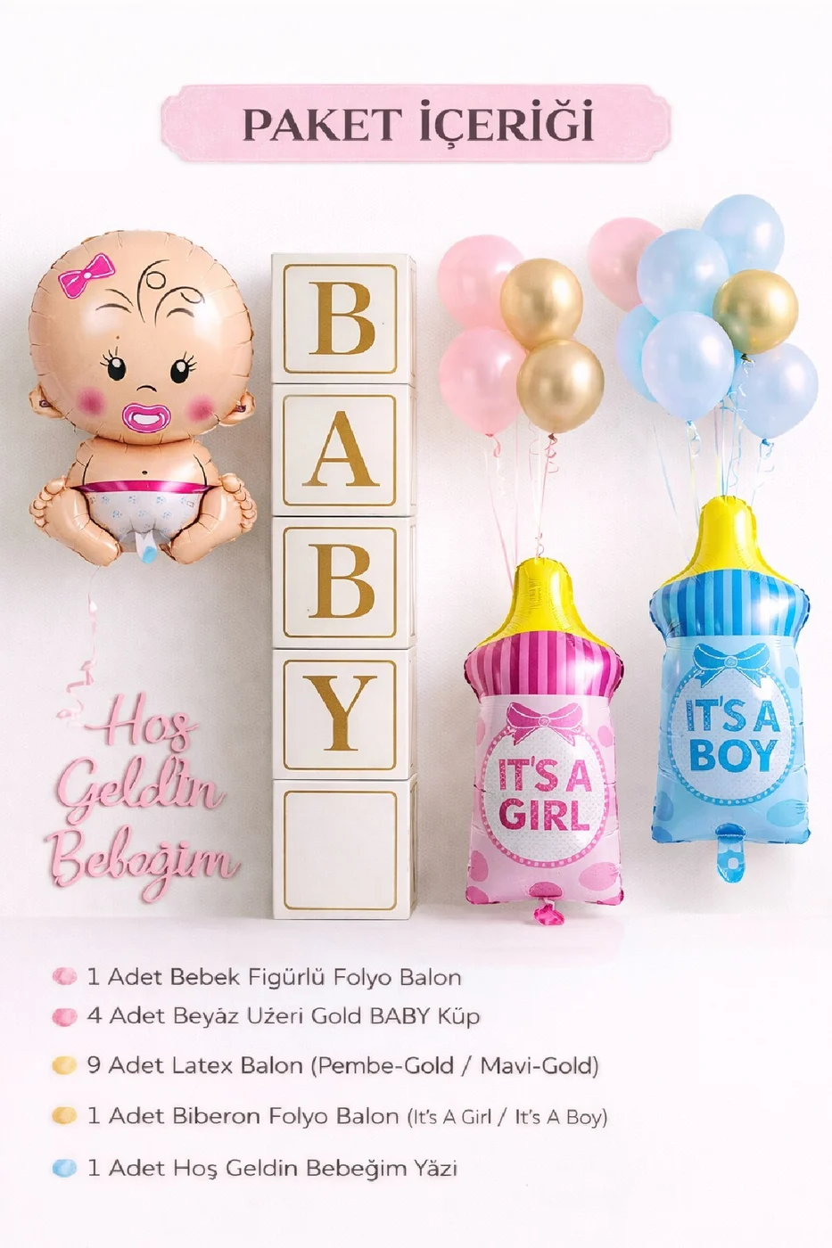YENİ DOĞAN KARŞILAMA BABY SHOWER HASTANE ODA SÜSLEME ERKEK BEBEK BALON DEMETİ SÜSLEME SETİ gorsel 5