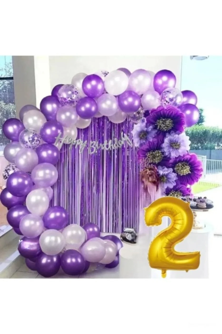 LÜX MOR LİLA BALON ZİNCİR SET DOĞUM GÜNÜ PARTİ SETİ SÜSÜ