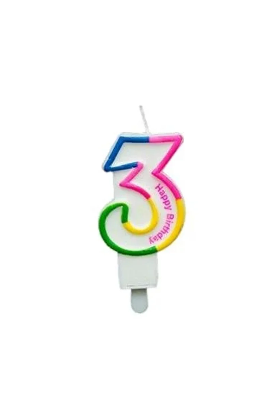 RENKLİ KLASİK 3 RAKAM MUM 7.5CM