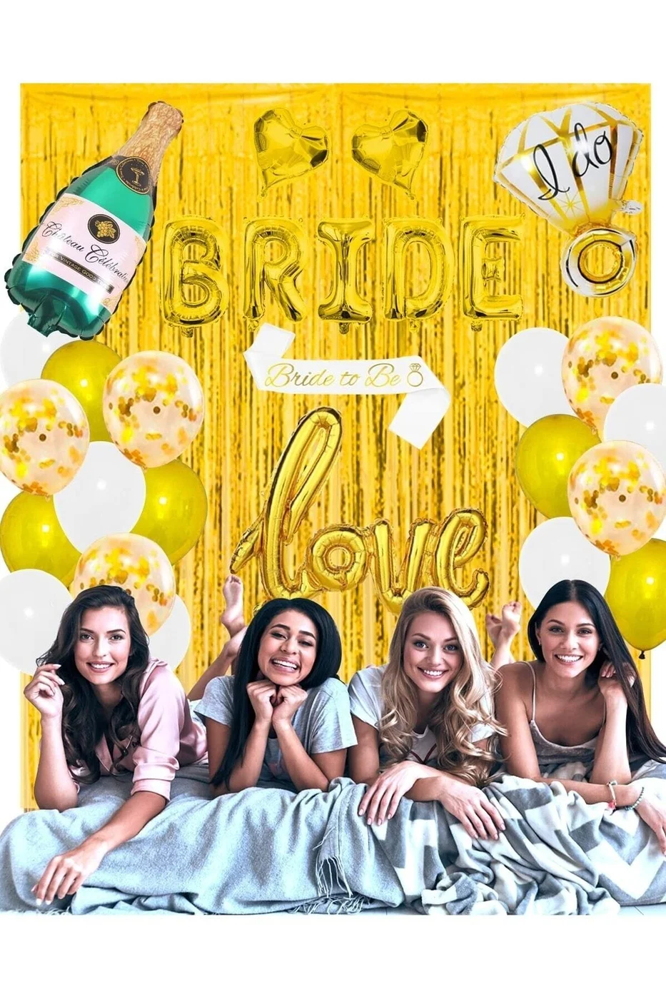Dolu Dolu Bride Folyo Balon Seti Bekarlığa Veda Bride Partisi Balon Süsleme Gold