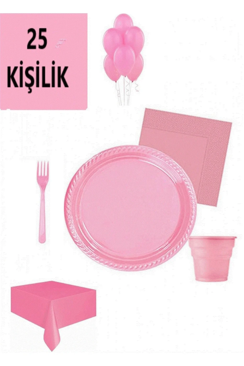 25 Kişilik Doğum Günü Partisi Tbaka Bardak Kombin Set