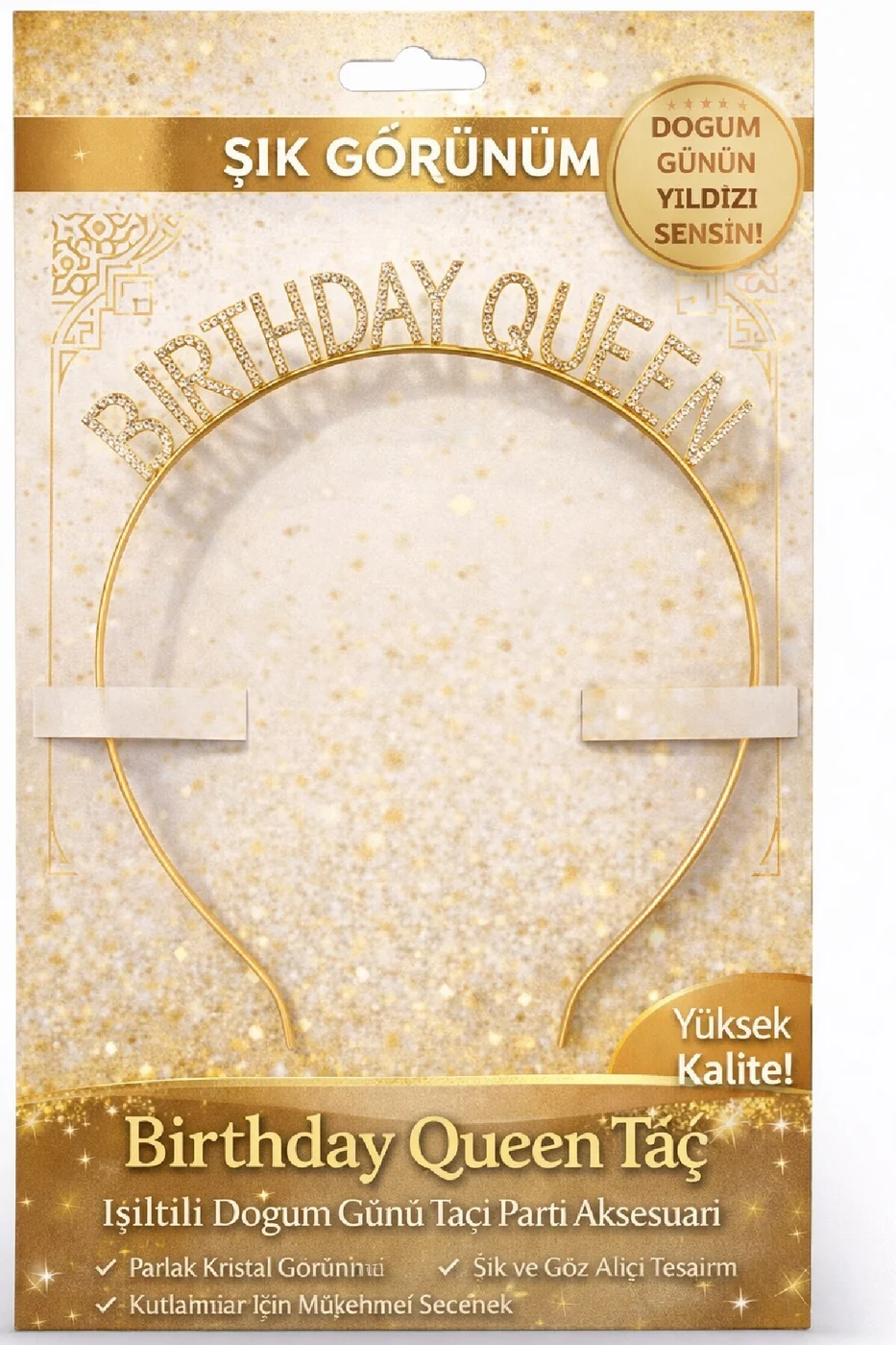 Birthday Queen Taç ve Kuşak Seti – Doğum Günü Parti Aksesuarı Gold Gümüş gorsel 3