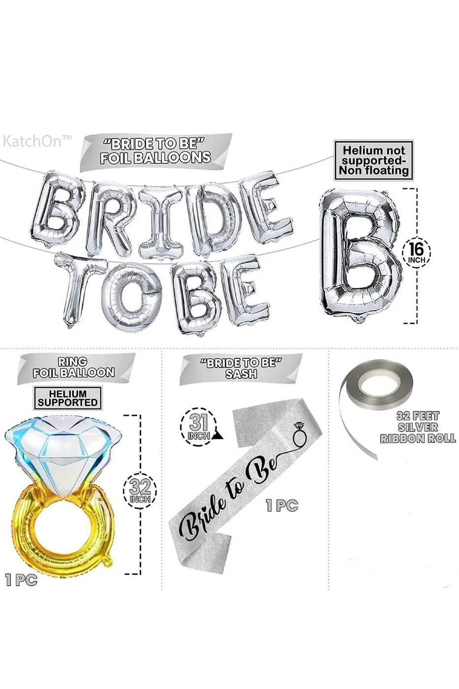 Gümüş Bride To Be Partisi Süslemeleri Bekarlığa Veda Partisi Süslemeleri Yüzük Folyo Kuşaklı gorsel 4