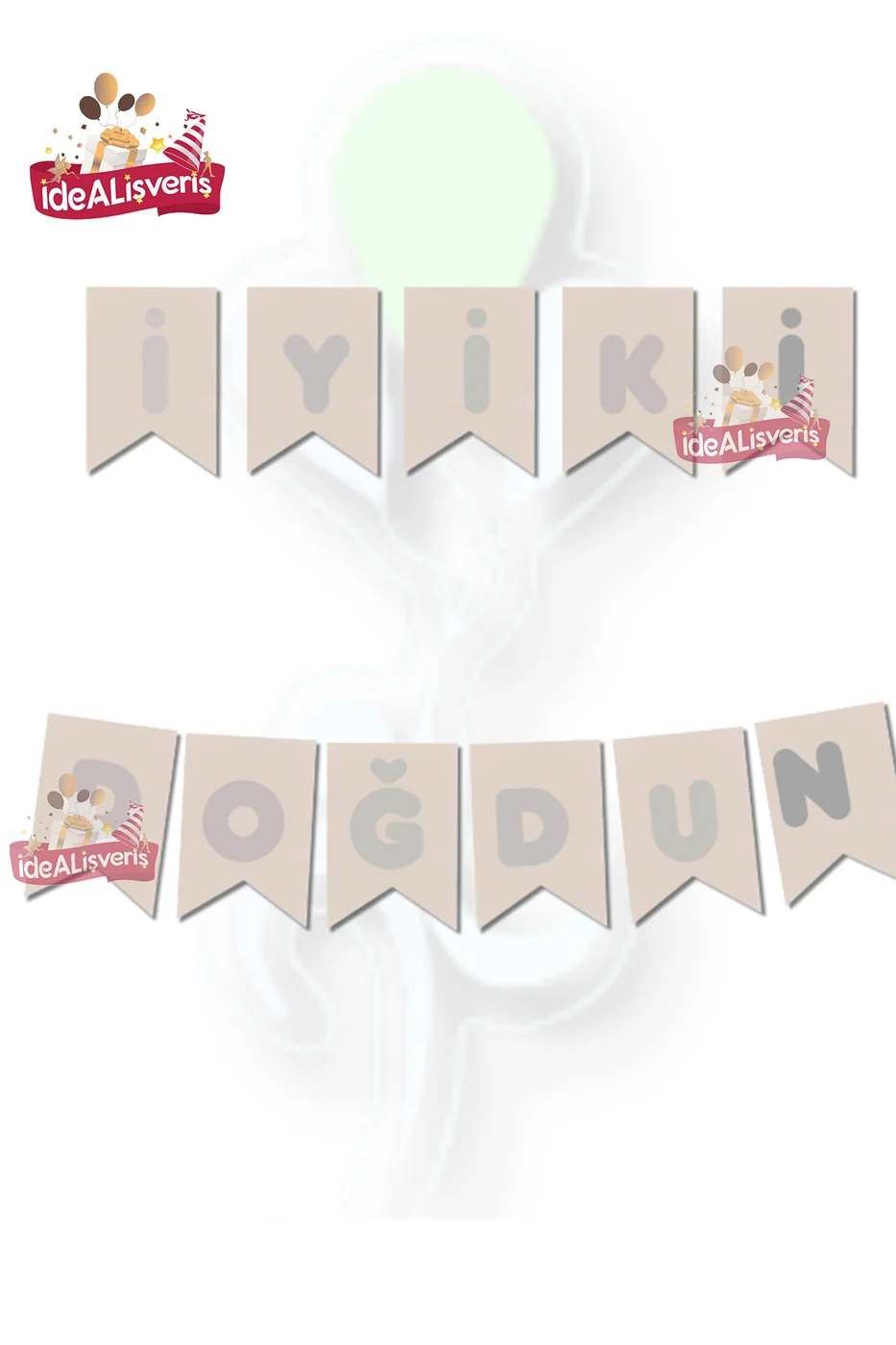 İyi Ki Doğdun Varaklı Banner Gümüş Yazılı Doğum Günü Yazısı