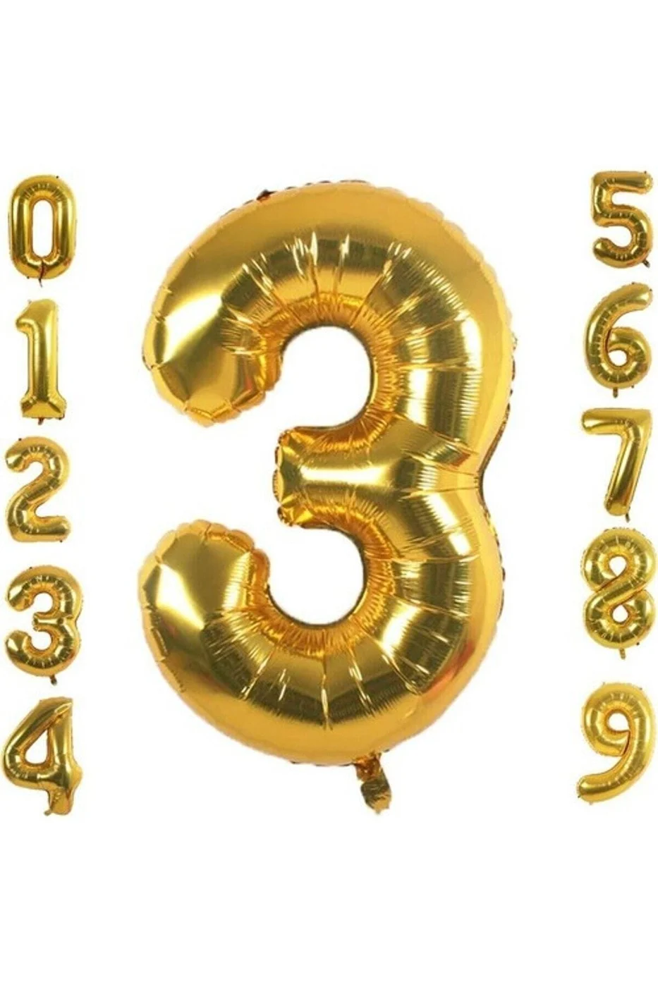 3 Yaş Rakam Folyo Balon Altın Renk 36 Cm 16 Inç -dogum Günü -parti-kutlama gorsel 2