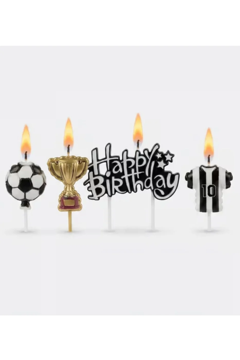 SİYAH BEYAZ FUTBOL TOPLU FORMALI HAPPY BİRTHDAY 4 LÜ MUM SETİ gorsel 3