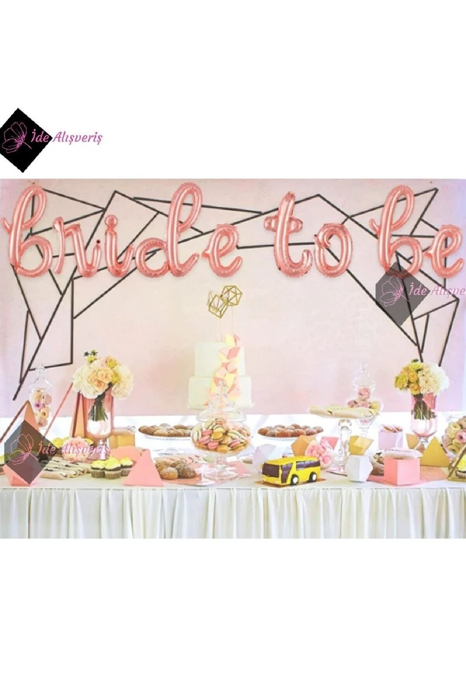 Bride To Be Folyo Balon Rose Gold Ve Bride To Be Tacı Parti Süs Setleri gorsel 3