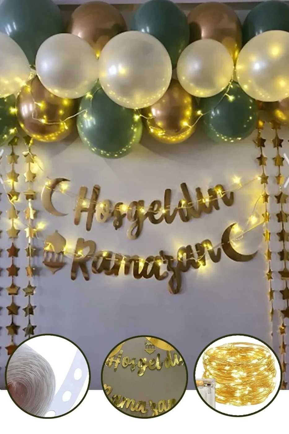 Hoşgeldin Ramazan Gold Yazı Ledli Set 11 Ayın Sultanı Ramazan Bayramı Oda Süsleme