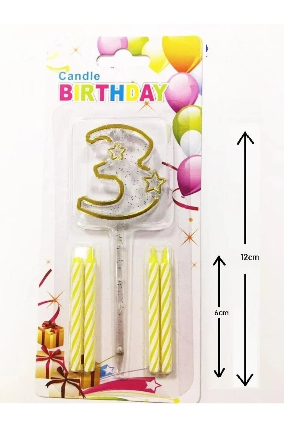 ŞEFFAF 3 RAKAM GOLD MUM 12CM gorsel 2