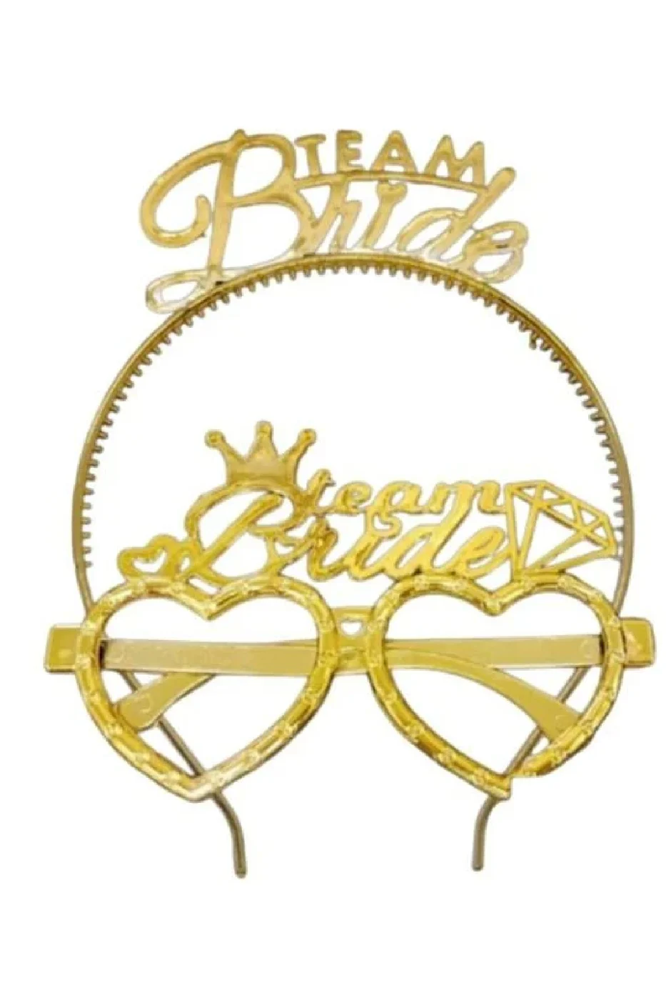 Gold Team Bride Tac Gözlük Seti Bride Parti Aksesuar Taç Gözlük