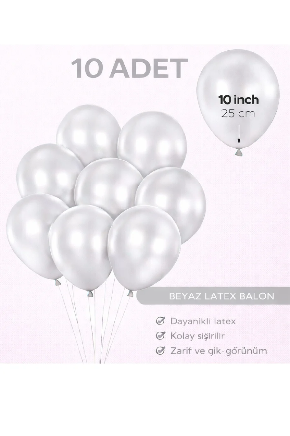 10 Adet Latex Balon 10 İnç Parti Balonu Doğum Günü Süsleme Balonu