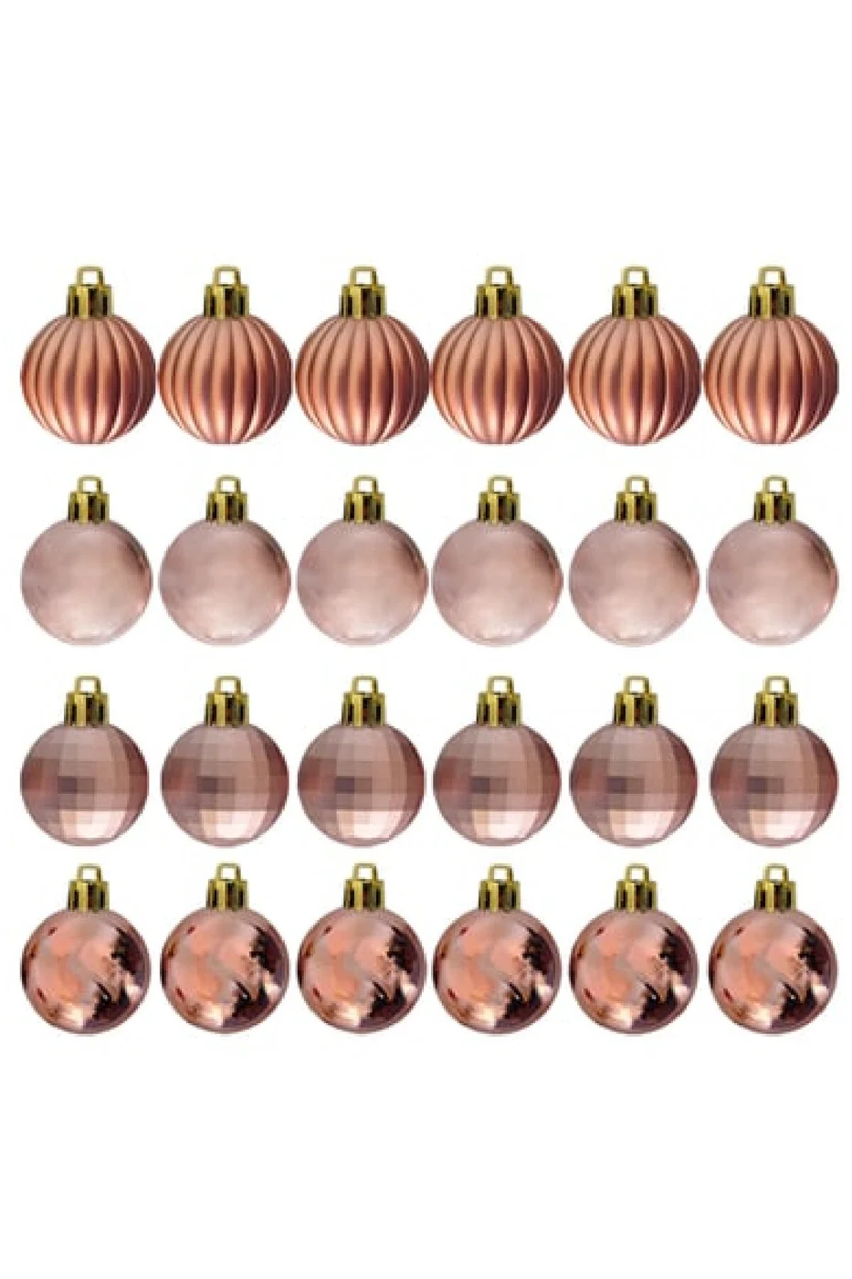 4cm Lüks Ağaç Süsleri Asorti 4 Model 24lü -Bronze Kırmızı Gümüş- Yılbaşı Ağaç Süs Topları