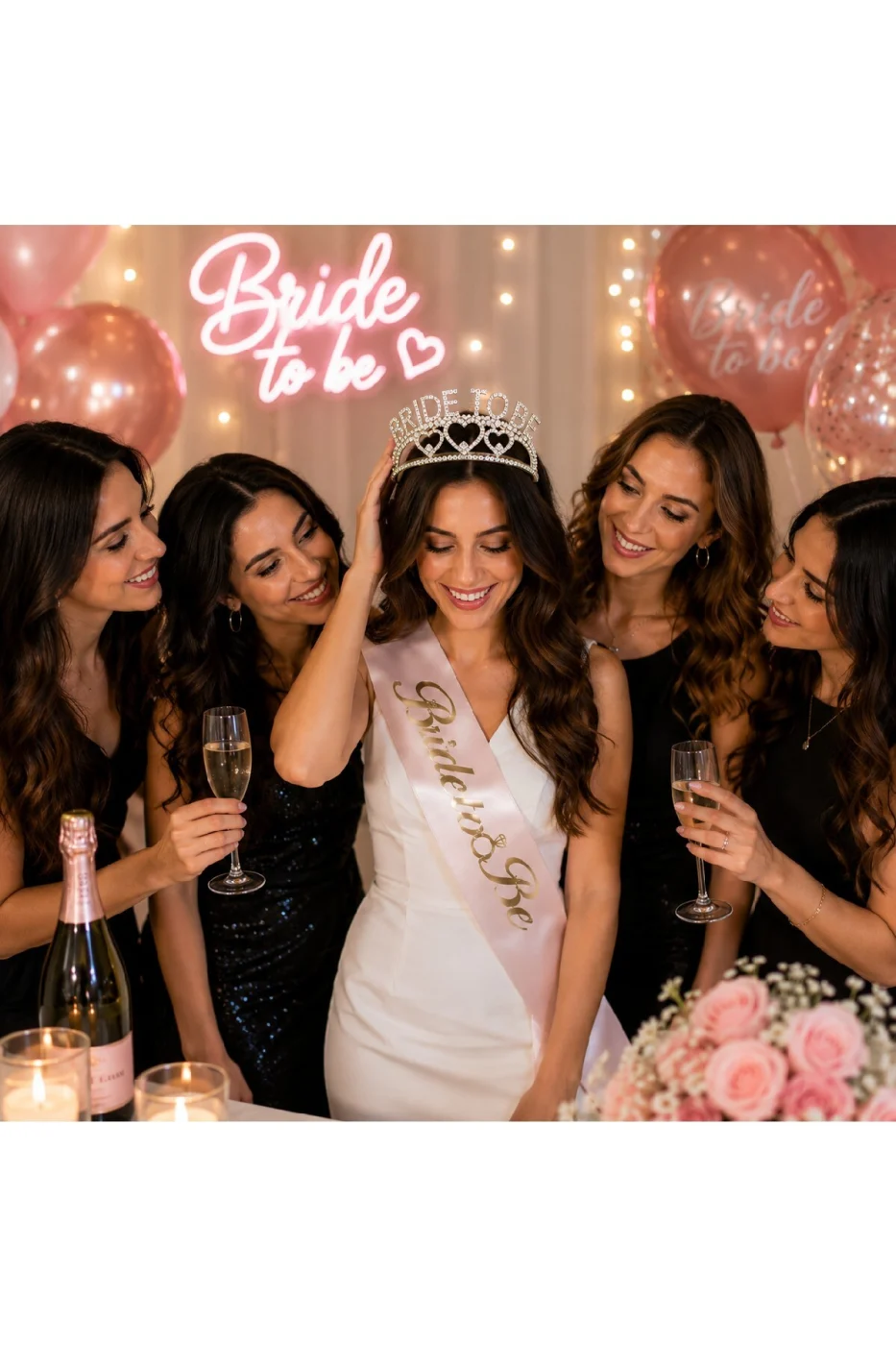 Gold Bride To Be Taç ve Kuşak Seti Bekarlığa Veda Partisi Gelin Tacı Kuşağı gorsel 2