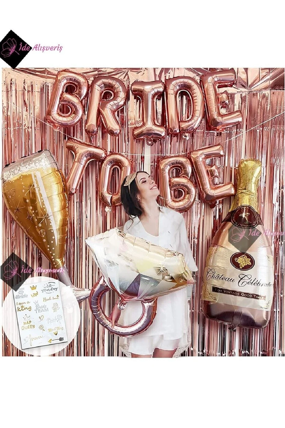 Bride To Be Bekarlığa Veda Partisi Balon Süsleme Rose Gold