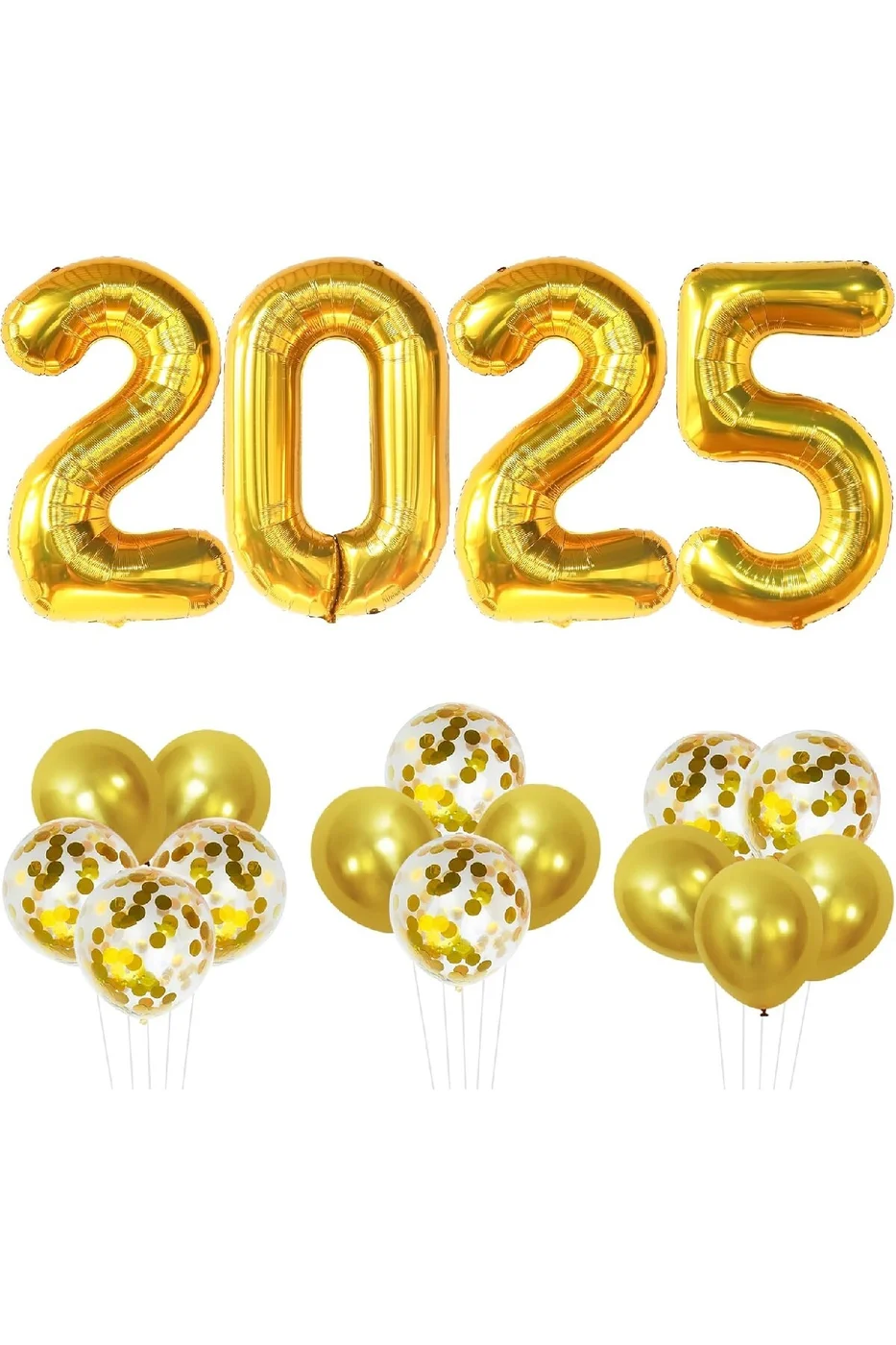 Gold 2025 Balonları 18'li Paket  Yılbaşı Gecesi Parti Malzemeleri İçin Mutlu Yıllar Balonları Süsü