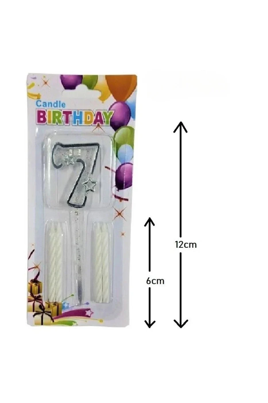 MİKA ŞEFFAF 7 RAKAM GÜMÜŞ MUM 12CM