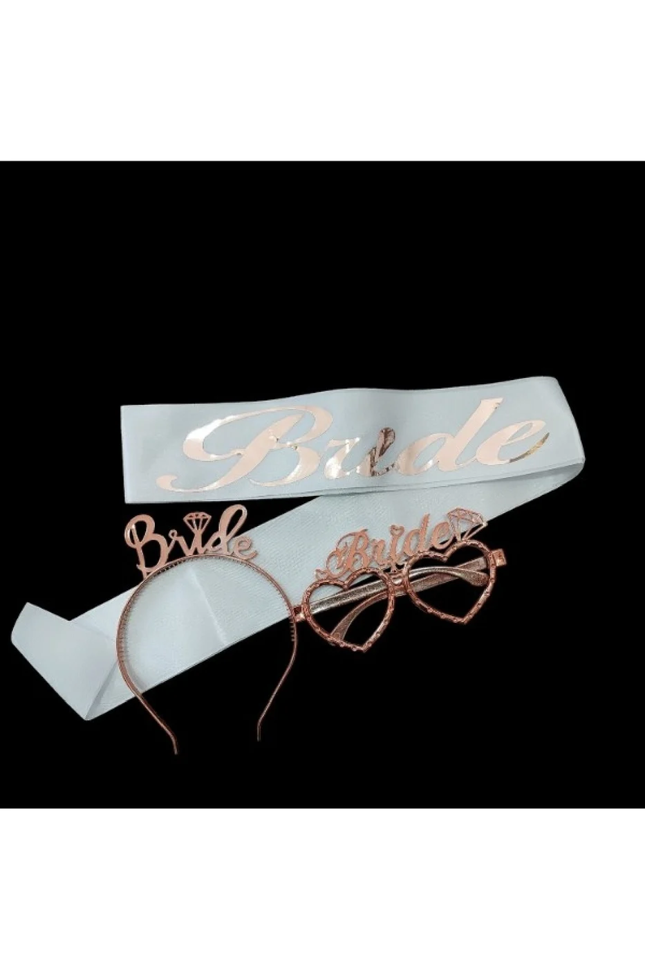 Rosegold Bride Plastik Taç Gözlük Ve Kuşak Seti Bride Bekarlığa Veda Partisi gorsel 4