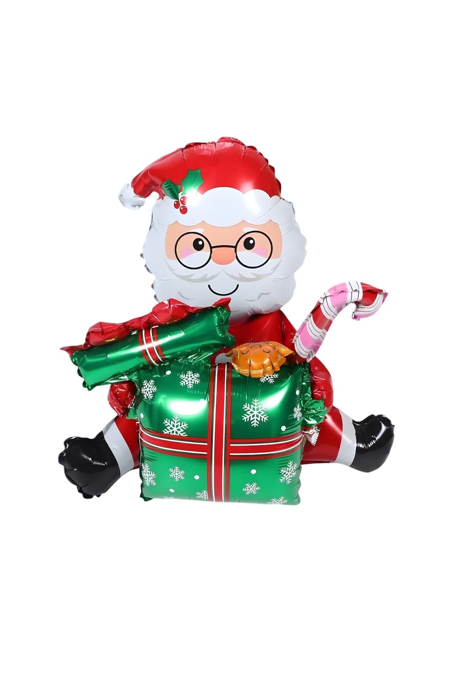 Oturan Hediye Kutulu Noel Baba Folyo Balon Yılbaşı Folyo Balon gorsel 3