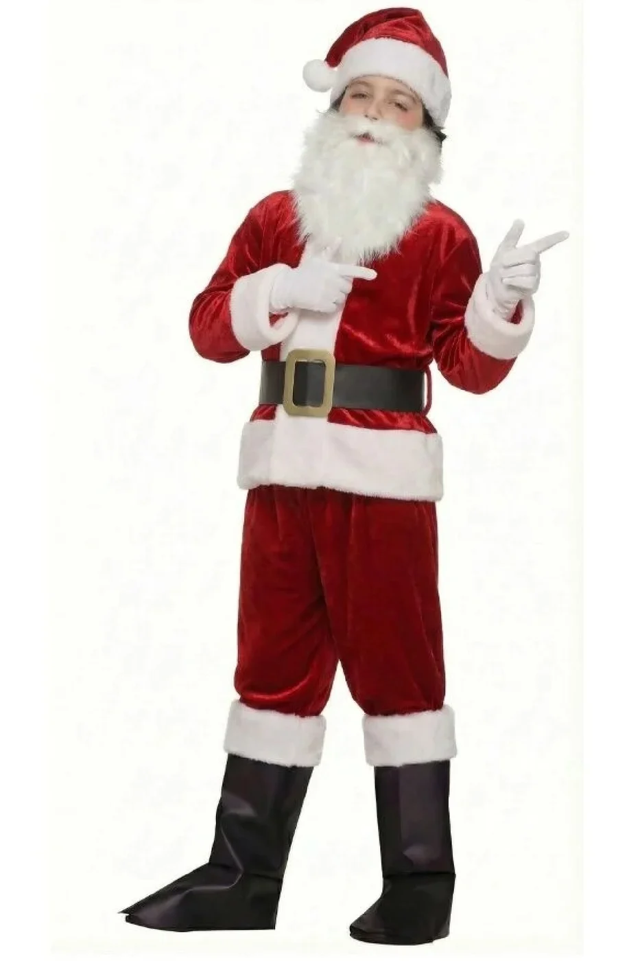 Kadife Kumaş Lüks Noel Baba Kostümü Lüks Kadife Yılbaşı Parti Kostümü gorsel 4