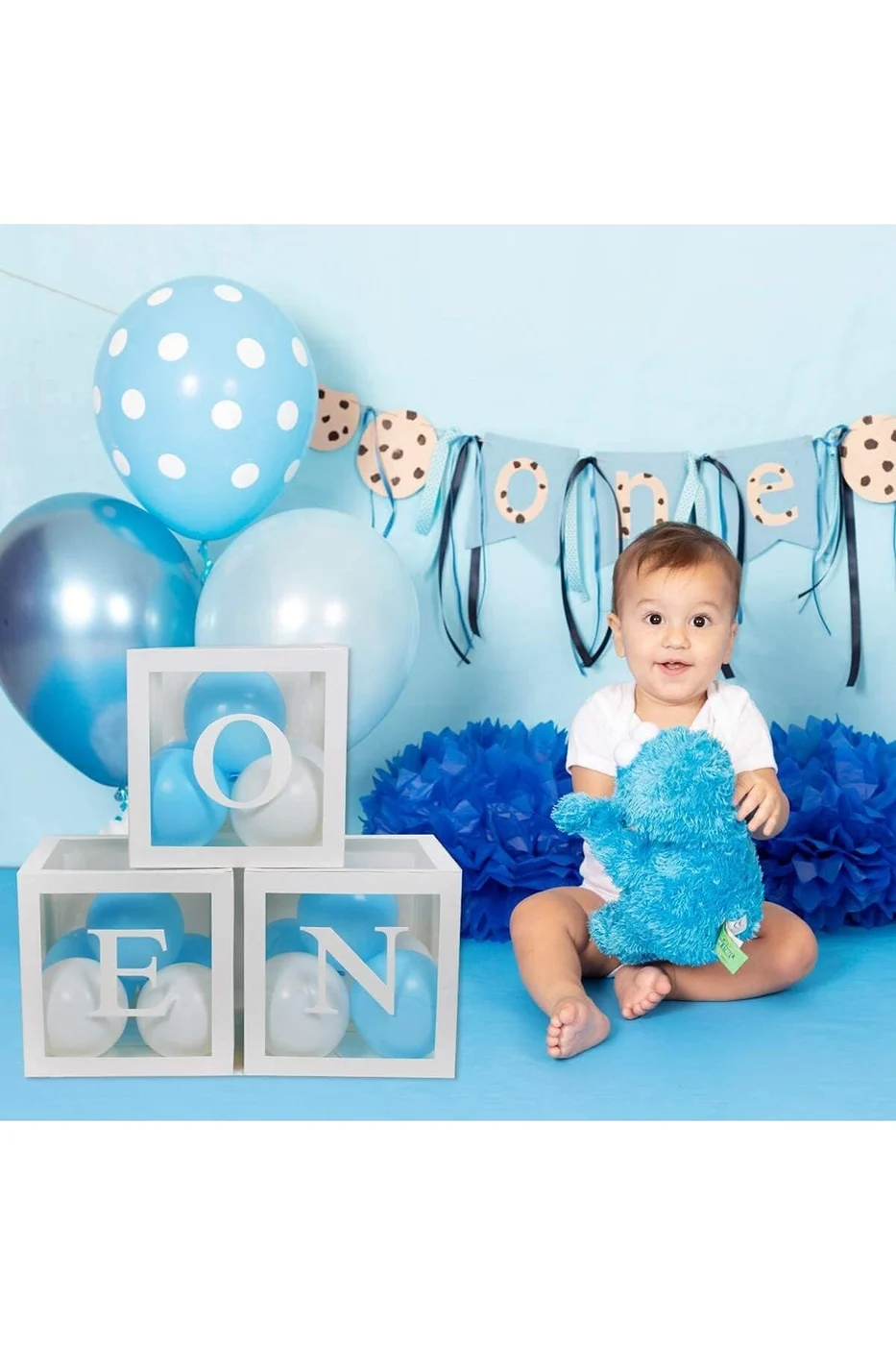 İlk Yaş Doğum Günü Balon Kutlu Erkek Çocukları İçin Doğum Günü Parti Seti Süsü gorsel 3