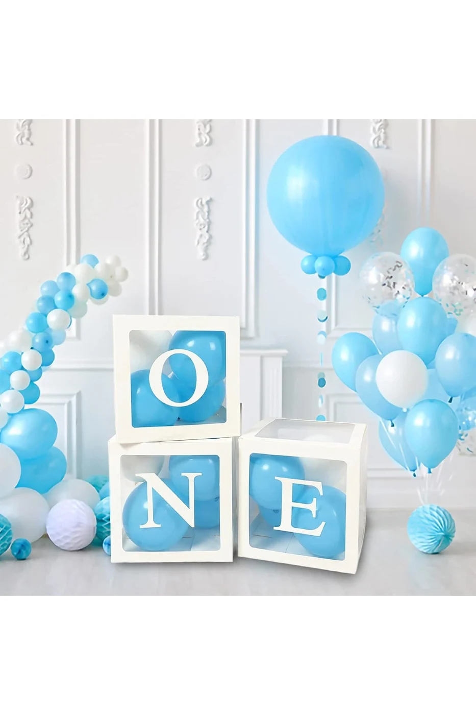 İlk Yaş Doğum Günü Balon Kutlu Erkek Çocukları İçin Doğum Günü Parti Seti Süsü gorsel 4