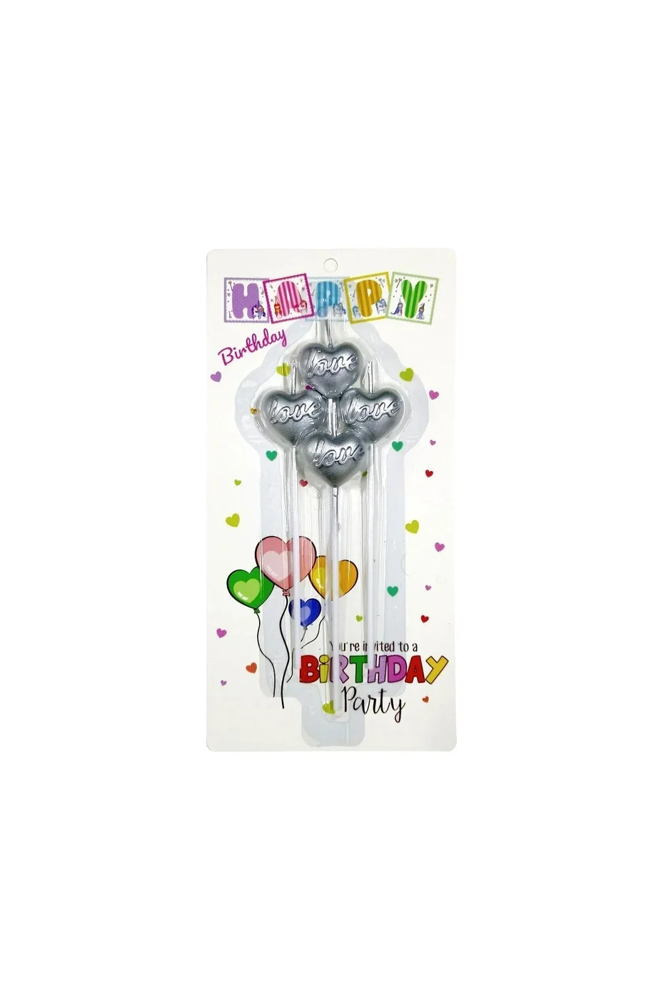 4 LÜ ÇUBUKLU LOVE KALP GÜMÜŞ MUM