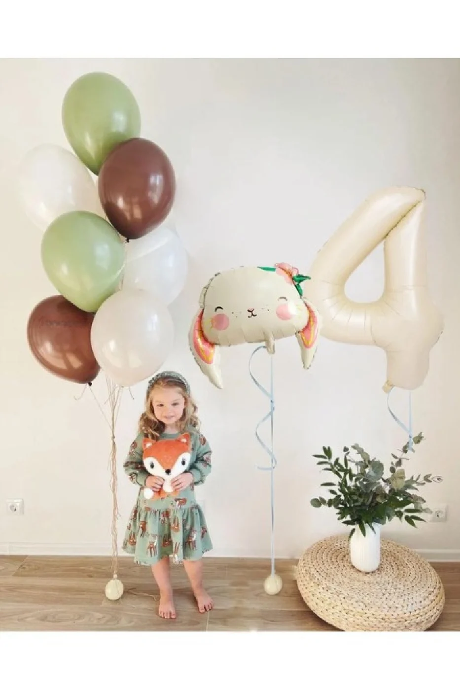 Süslü Tavşan Folyo Balon Zincir Seti Doğum Günü Retro Balon Seti