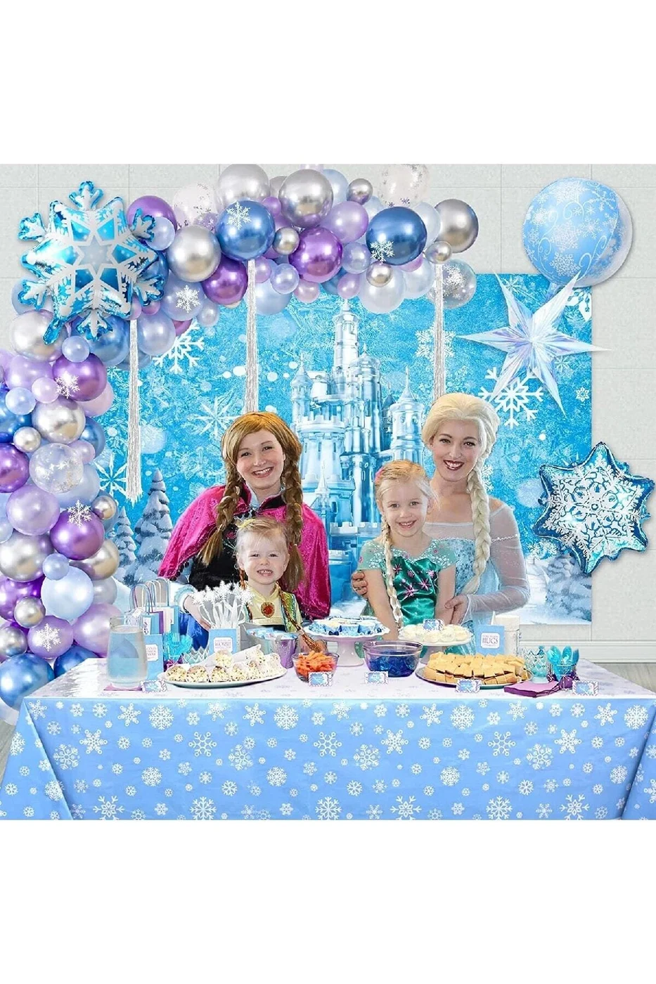 Elsa Kostümlü Ve 70 Balonlu Doğum Günü Konseptli Doğum Günü Süsü gorsel 2
