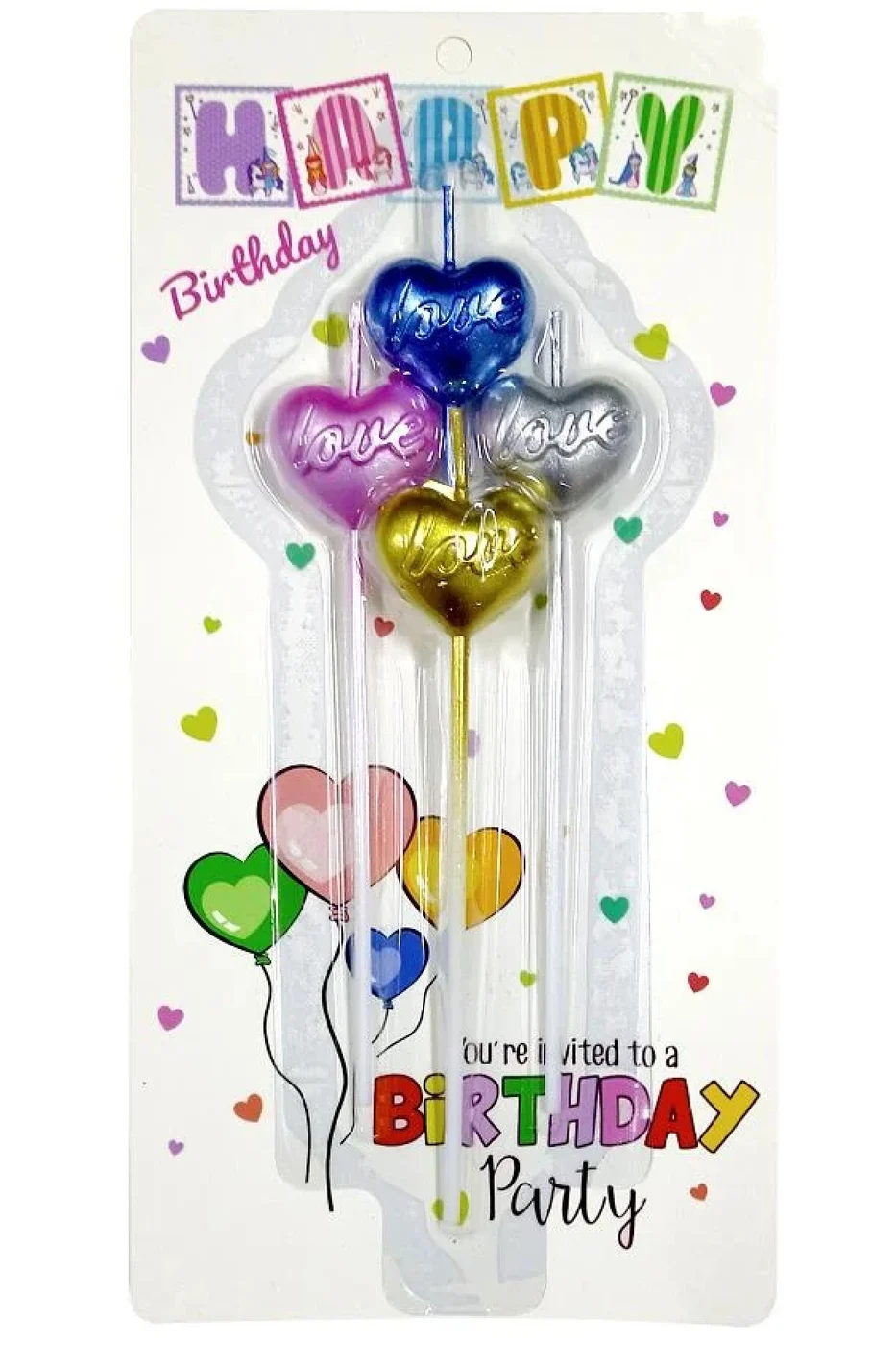 DOĞUM GÜNÜ MUMLAR 4 LÜ ÇUBUKLU LOVE KALP RENKLİ MUM AŞK ŞEKİLLİ MUMLAR gorsel 4