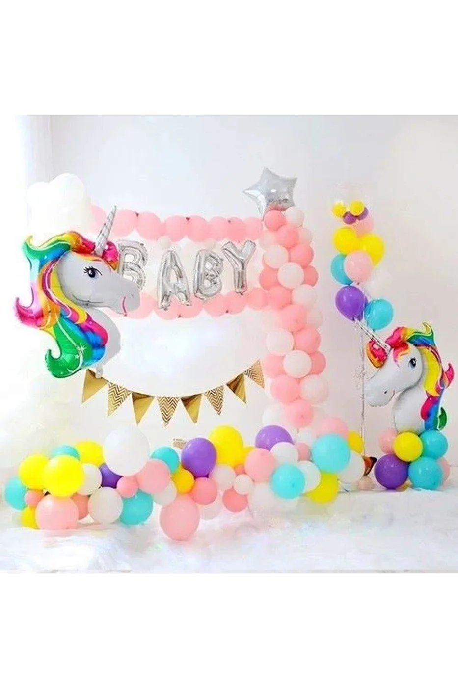 UNİCORN DOĞUM GÜNÜ PARTİ SETİ DOĞUM GÜNÜ SÜSÜ BALON ZİNCİRİ gorsel 3