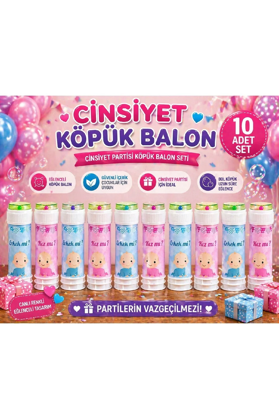 Cinsiyet Partisi Köpük Balon Set Kız mı Erkek mi Baby Shower Gender Reveal Parti Malzemesi Baloncuk