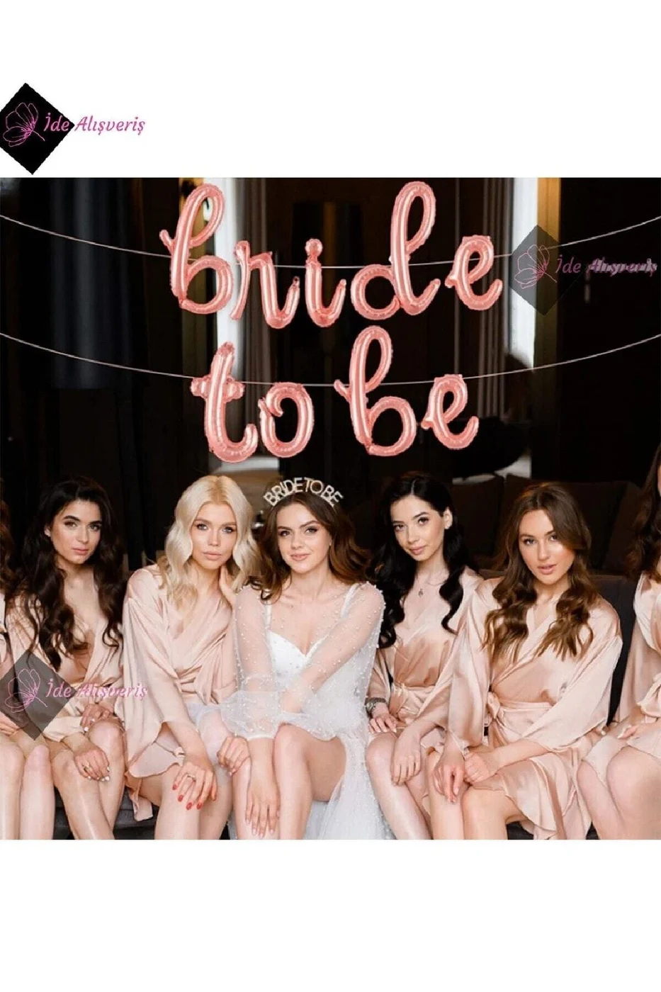 Bride To Be Folyo Balon Rose Gold Ve Bride To Be Tacı Parti Süs Setleri