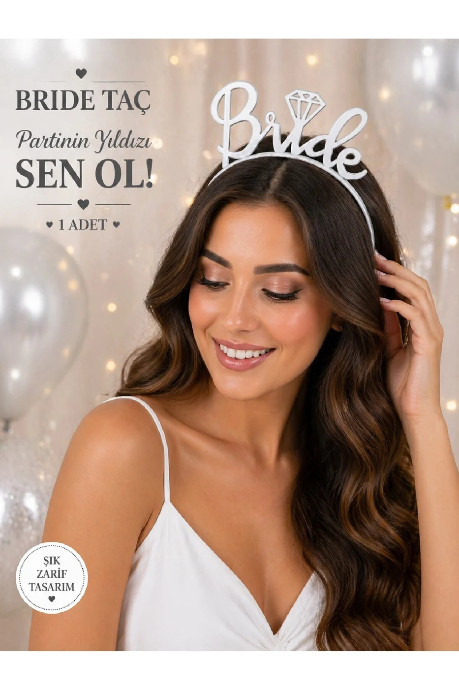 Beyaz Bride Taç – Bekarlığa Veda & Doğum Günü Parti Tacı