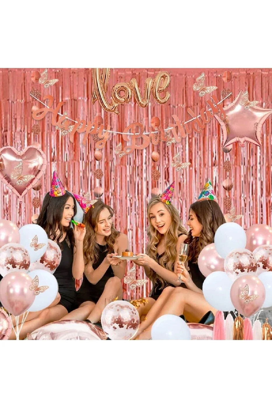 Yaş Folyolu Kadınlar Için Rose Gold Doğum Günü Partisi Süsleme Doğum Günü Süsü gorsel 3