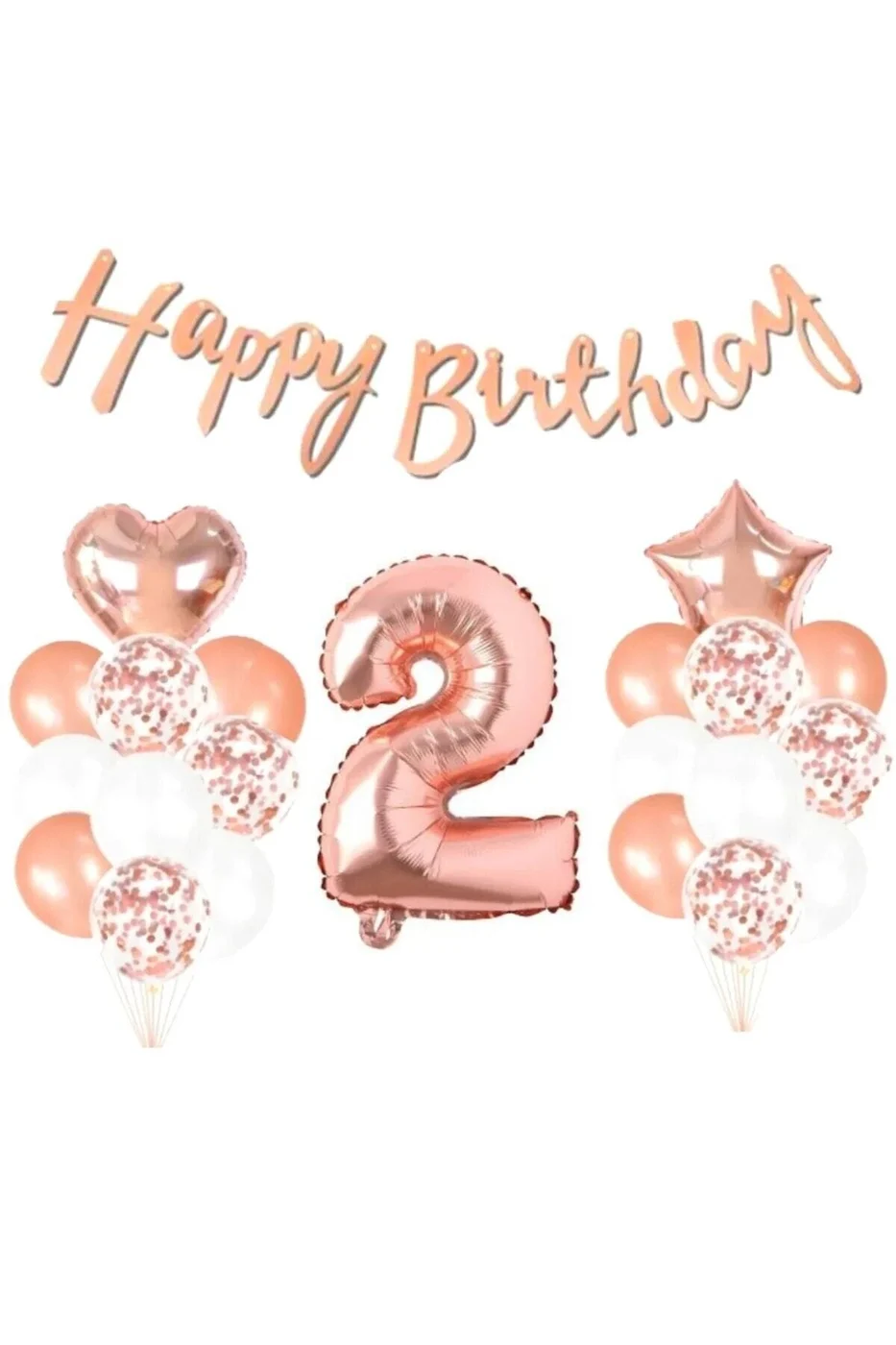 2 Yaş Rose Gold Happy Birthday