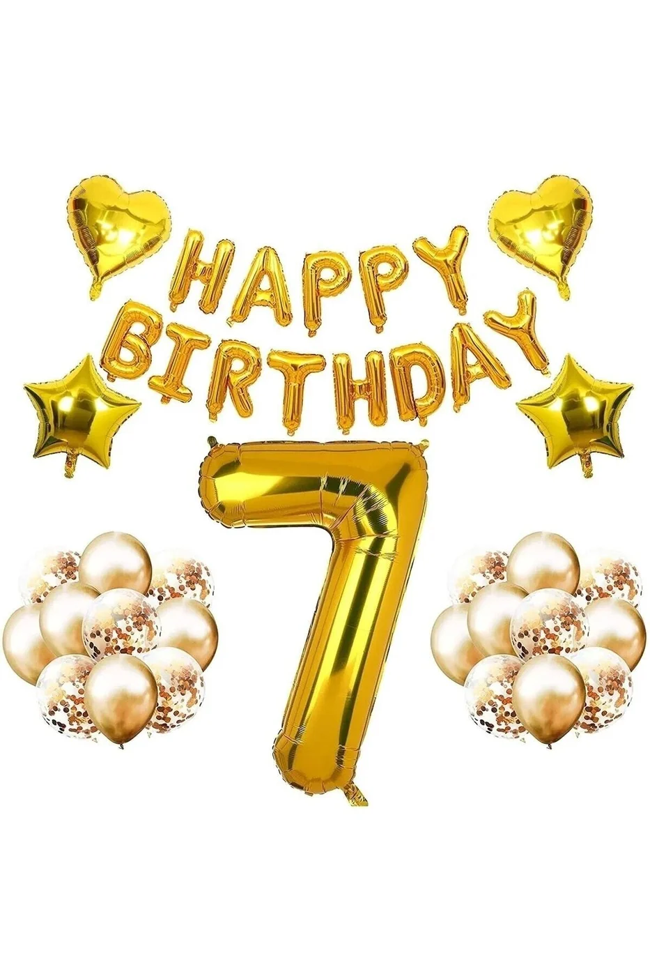 7 Yaş Gold Happy Balon Seti