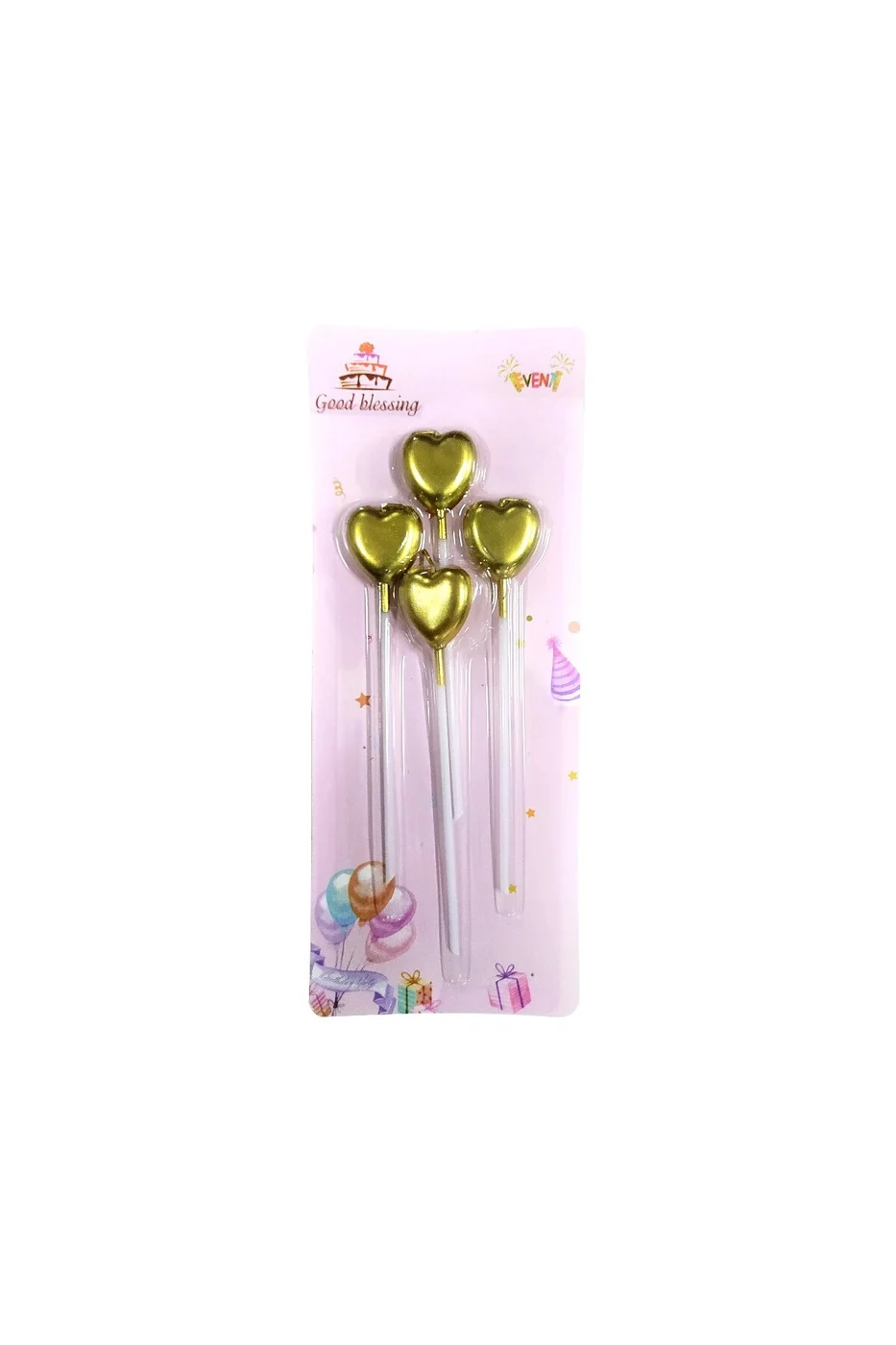 4 LÜ ÇUBUKLU KALP GOLD MUM 13.5CM
